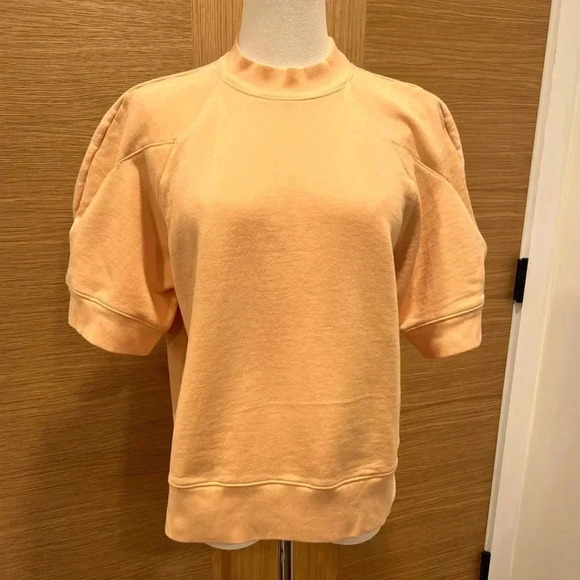 AGOLDE - SS Washed French Terry Cotton Boxy Orange Sherbet Puff Shoulders M - Picture 1 of 4